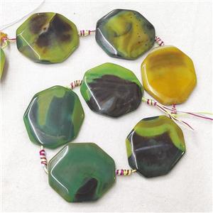 natural Agate Octagon Beads, green dye, approx 43-48mm