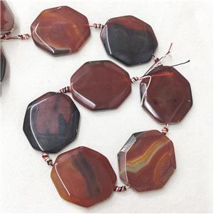 natural Agate Octagon Beads, red dye, approx 43-48mm