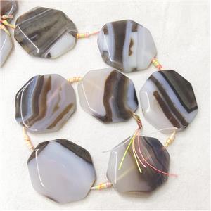 natural Agate Octagon Beads, white black, approx 43-48mm