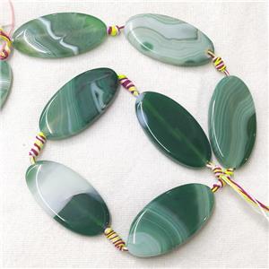 stripe Agate Oval Beads, green dye, approx 25-48mm