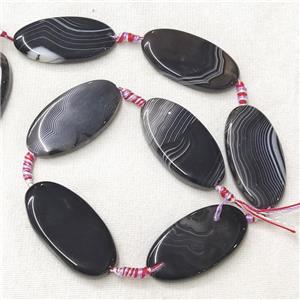 stripe Agate Oval Beads, black, approx 25-48mm