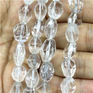 clear quartz beads, faceted freeform, approx 8-12mm