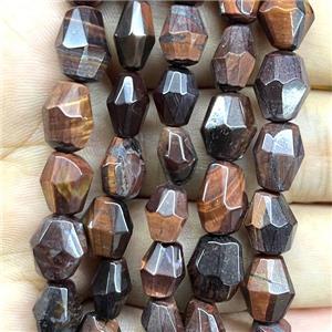 red tiger eye stone beads, faceted freeform, approx 8-12mm