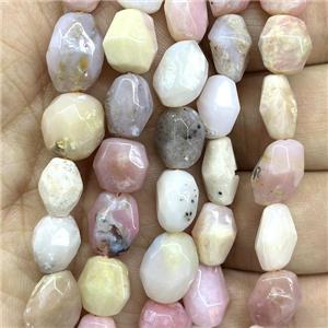 pink Opal beads, faceted freeform, approx 10-14mm