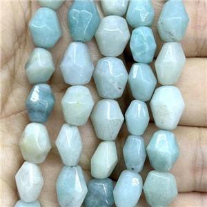 blue Amazonite beads, faceted freeform, approx 10-14mm