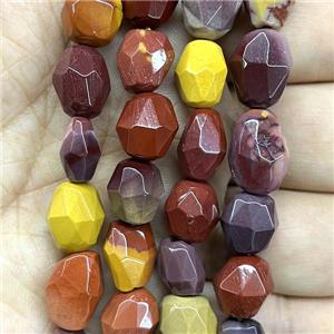Mookaite beads, multicolor, faceted freeform, approx 10-14mm