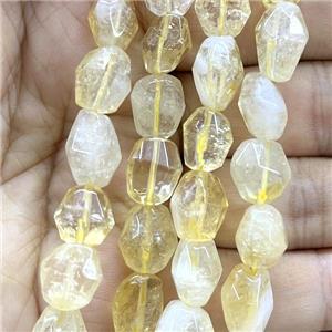 yellow Citrine beads, faceted freeform, approx 10-14mm