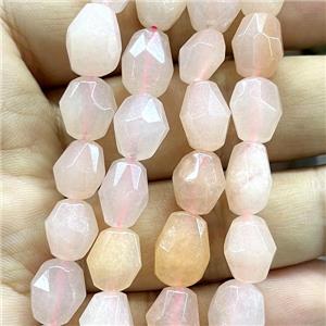 pink Morganite beads, faceted freeform, approx 10-14mm