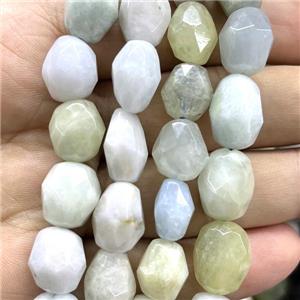 Aquamarine beads, multicolor, faceted freeform, approx 10-14mm