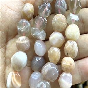 sunstone beads, faceted freeform, approx 10-14mm