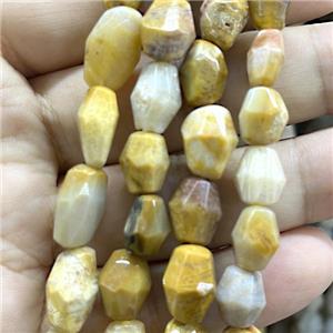 yellow Crazy Agate beads, faceted freeform, approx 10-14mm