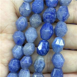 blue Aventurine beads, faceted freeform, approx 10-14mm