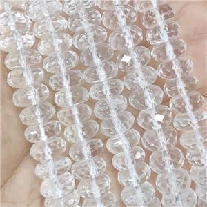 Clear Quartz Beads, faceted rondelle, approx 4.5x10mm