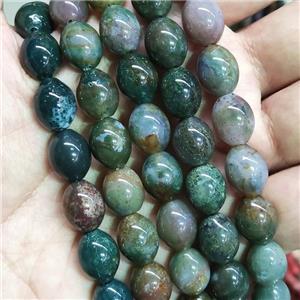 green Moss Agate barrel Beads, approx 10-12mm
