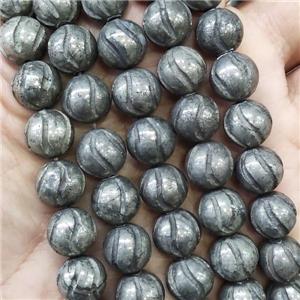 round Pyrite Beads, approx 10mm dia
