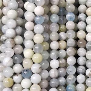 round Aquamarine Beads, B-grade, approx 6mm dia