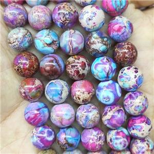 round Imperial Jasper beads, fuchsia, approx 10mm dia