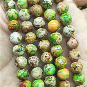 round Imperial Jasper beads, green, approx 10mm dia