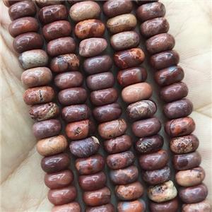 natural red SnakeSkin Jasper rondelle beads, approx 5x8mm