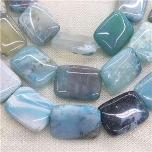 natural Agate rectangle beads, blue dye, approx 22-30mm