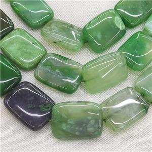 natural Agate rectangle beads, green dye, approx 22-30mm