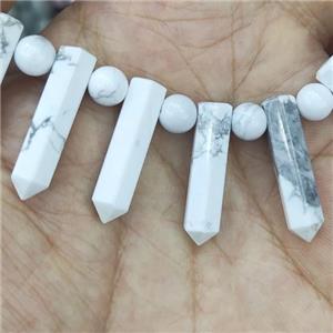 white Howlite Turquoise bullet Beads, AA-grade, approx 6-26mm
