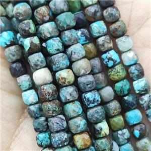 natural Turquoise Beads, faceted cube, approx 4mm