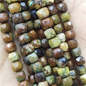 natural Turquoise Beads, faceted cube, brown, approx 4.5mm