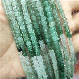 green Strawberry Quartz Beads, faceted cube, approx 4mm