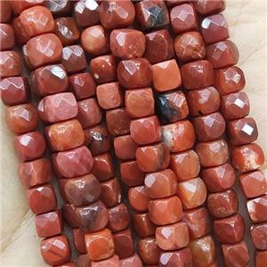 red Jasper Beads, faceted cube, approx 4.5mm