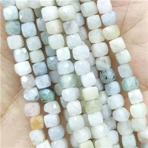 Aquamarine Beads, faceted cube, C-grade, approx 4mm