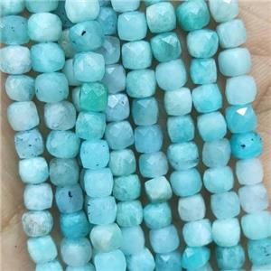 teal Amazonite Beads, faceted cube, approx 4mm