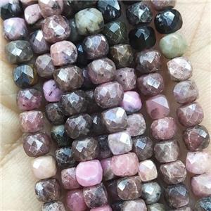 pink Rhodonite Beads, faceted cube, approx 4mm