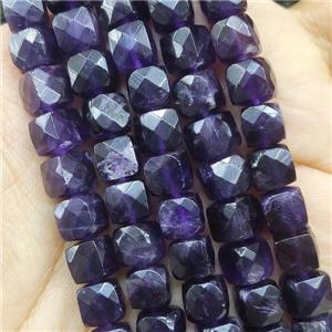 purple Amethyst Beads, faceted cube, approx 7.5mm
