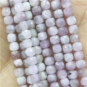 Kunzite Beads, faceted cube, approx 4mm