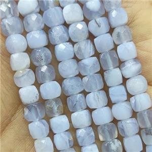 Blue Lace Agate Beads, faceted cube, approx 4mm