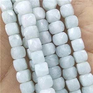 Burmese Jadeite Beads, faceted cube, approx 6.5mm