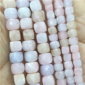 multicolor Morganite Beads, faceted cube, treated, approx 4.5mm