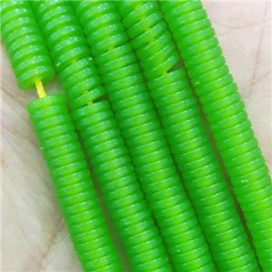 green Resin heishi spacer Beads, approx 2x6mm