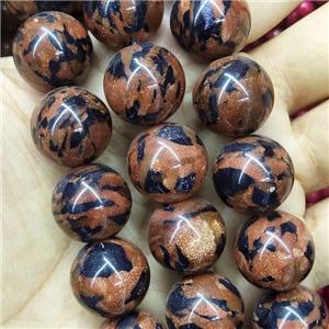 round Blue Gold Sandstone Beads, approx 18mm dia