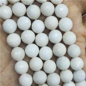 White Ivory Jasper Beads Faceted Round, approx 6mm dia