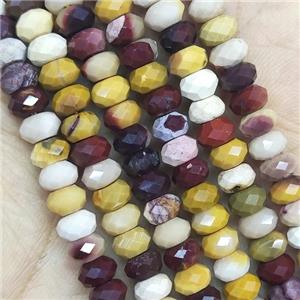 multicolor Mookaite Beads faceted rondelle, approx 4x6mm