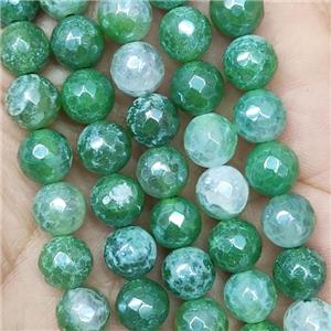 green Fire Agate Beads faceted round electroplated, approx 8mm dia