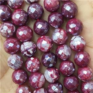 red Fire Agate Beads faceted round electroplated, approx 6mm dia
