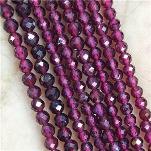 Garnet Seed Beads Faceted Round, approx 2mm dia
