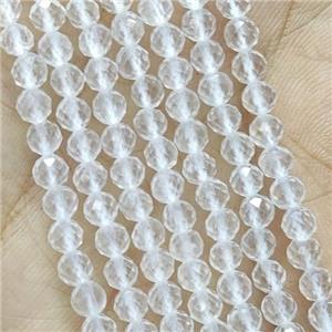 Clear Quartz Seed Beads Faceted Round, approx 5mm dia
