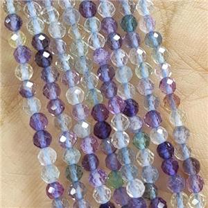 Fluorite Pony Beads Multicolor Faceted Round, approx 4mm dia