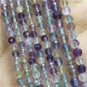 Fluorite Seed Beads Multicolor Faceted Round, approx 2mm dia