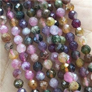 Tourmaline Beads Multicolor Faceted Round, approx 3mm dia