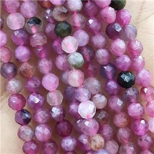 Pink Tourmaline Beads Faceted Round, approx 2mm dia